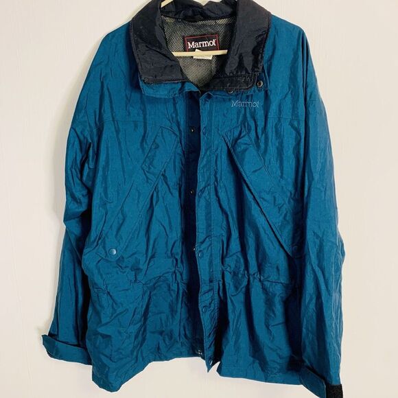 Marmot (L) VTG Zip Up Windbreaker - Hip Good Quality Turquoise Blue Longsleeve - Picture 3 of 12
